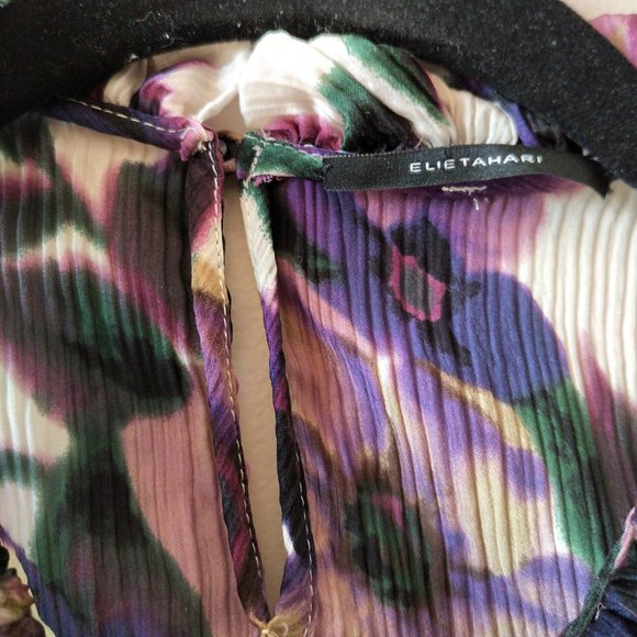 ELIE TAHARI floral top 100% silk - Xsmall petite - Picture 5 of 11